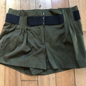 Jennifer Lopez high waisted green dress shorts